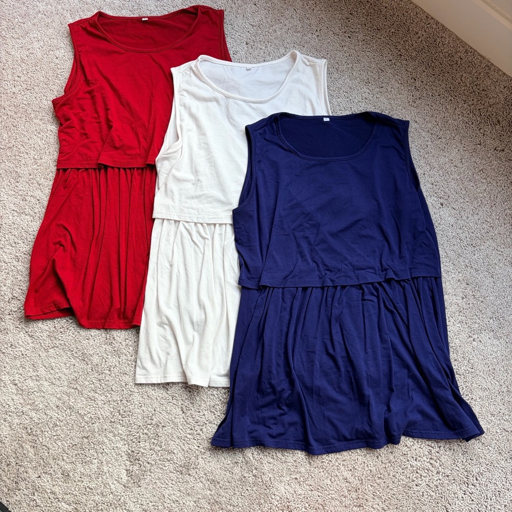 Red, White, and Blue Maternity Breast Feeding Tank Tops